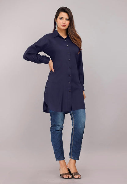 Myorica Women Regular Fit Spread Collar Casual Shirt