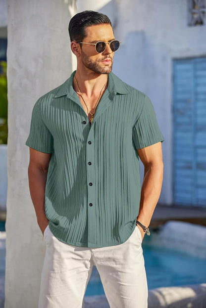 Mehrang Men's Casual Button Down Shirts Short Sleev