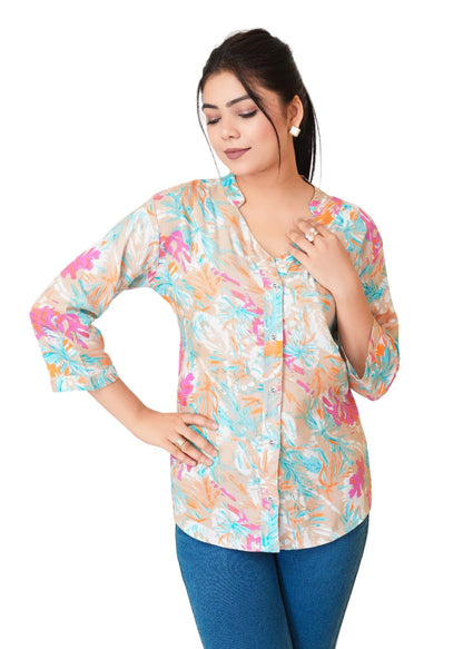 Lamenda Fashions Floral Printed Shirt Style Top