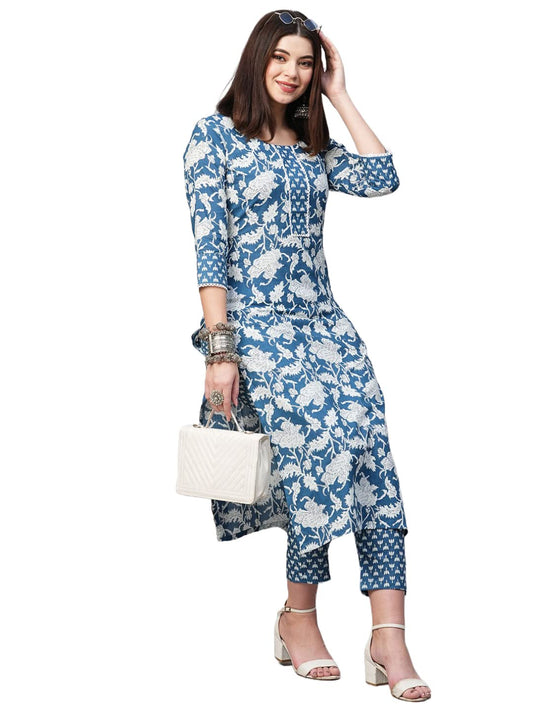 ANNI DESIGNER Women'S Cotton Blend Kurta With Pant