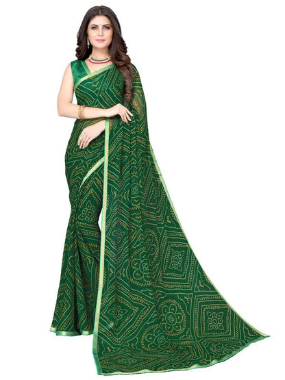 SIRIL Women's Chiffon Printed Saree with Blouse Piece