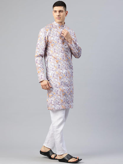 Luxrio Printed Kurta for Men Cotton Blend Linen Abstract