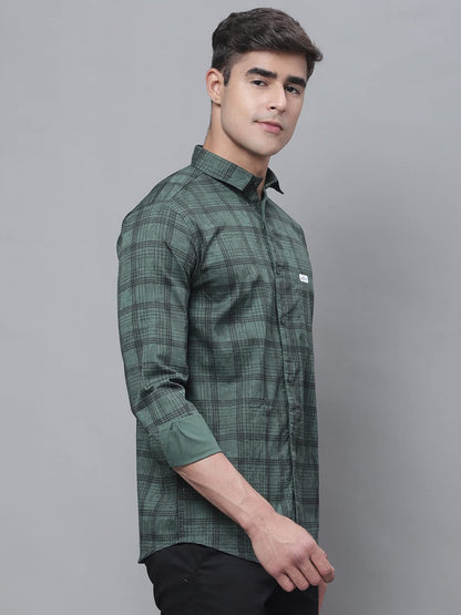 Majestic Man Cotton Checkered Slim Fit Casual Shirt