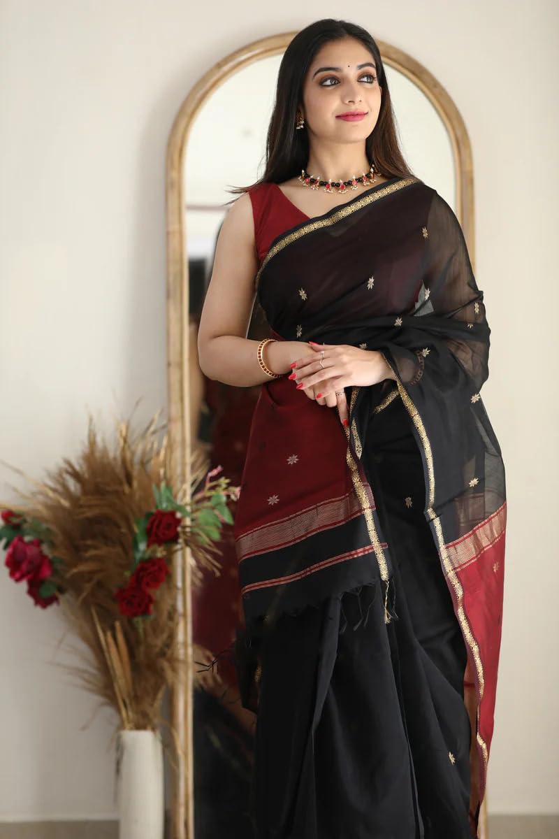 Women’s Printed Banarasi Cotton Silk Saree