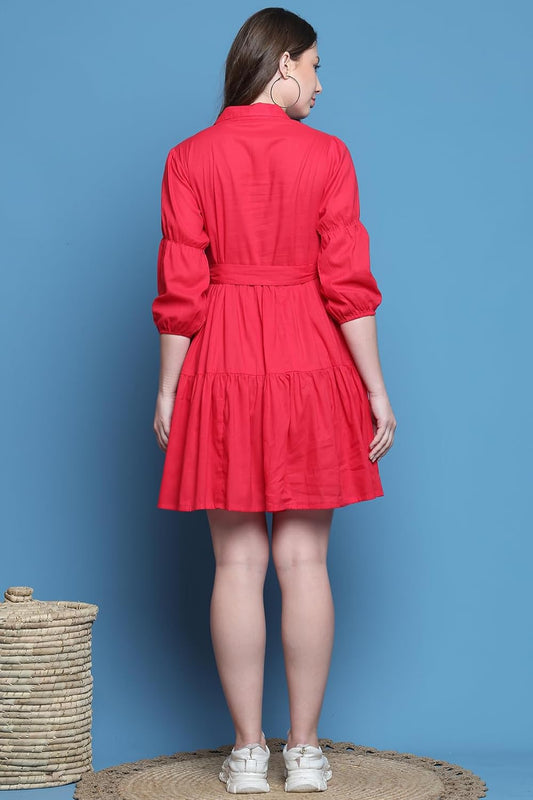 Rajnandini Women's A-Line Above The Knee Cotton Solid