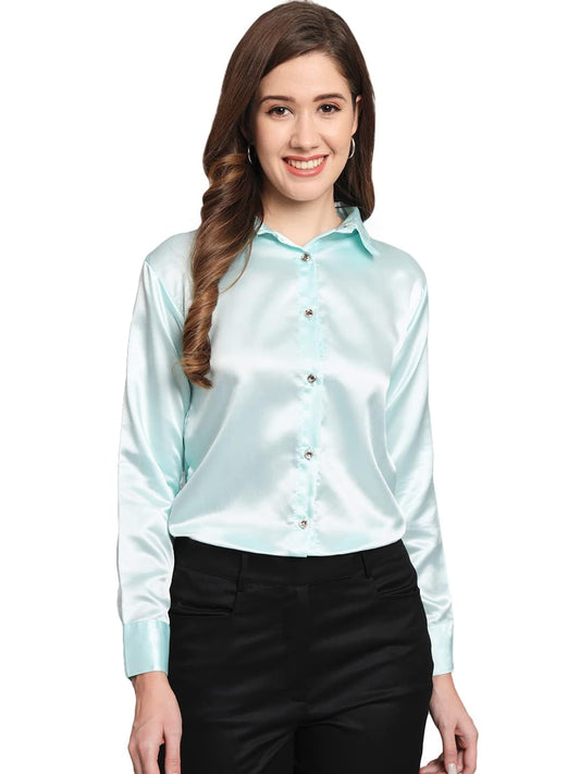 FUNDAY FASHION Women Solid Formal Satin Regular Fit Shirt