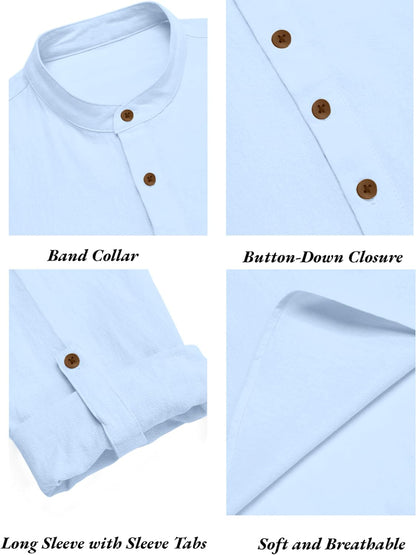 Zombom Men's Cotton Blend Mandarin Collar Self