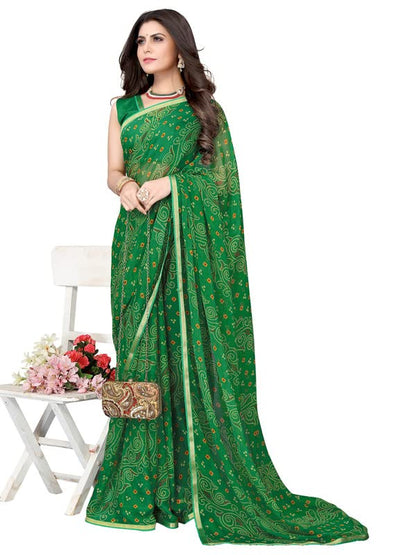 SIRIL Women's Chiffon Printed Saree with Blouse Piece