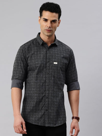 Majestic Man Cotton Checkered Slim Fit Casual Shirt