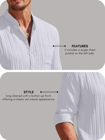 Leriya Fashion Casual Textured Button Down Regular Fit