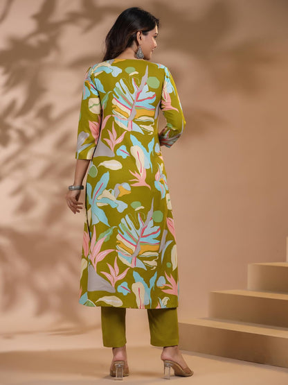 ANNI DESIGNER Women's Chanderi Straight Printed