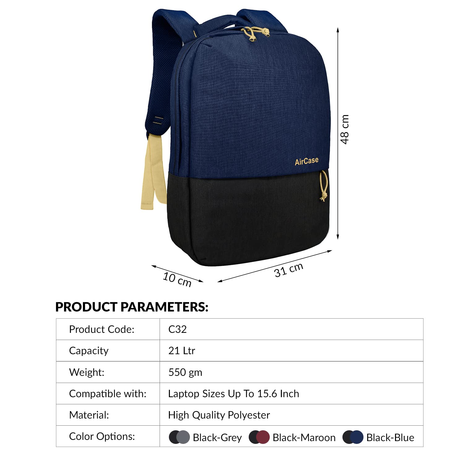 AirCase Casual Water resistant Laptop Backpack - alphahostel.in