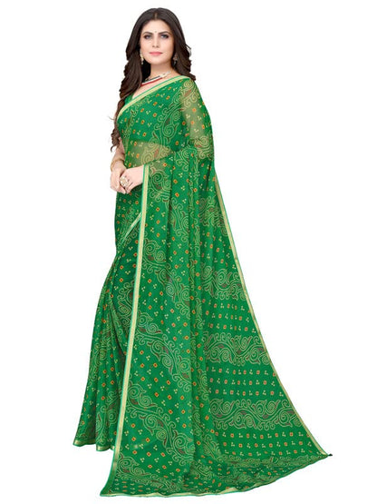 SIRIL Women's Chiffon Printed Saree with Blouse Piece