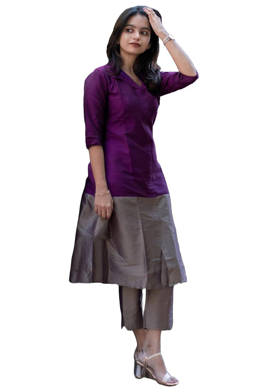 GoSriKi Women's Rayon Viscose A-Line Solid Kurta