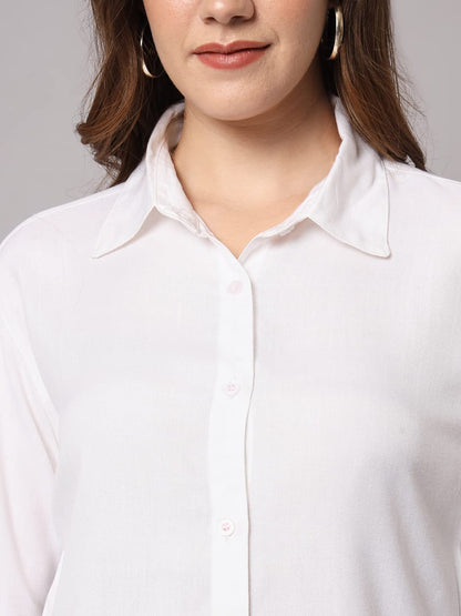 FUNDAY FASHION Women's Rayon Blend Regular Fit Solid Casual/Formal Button Shirt