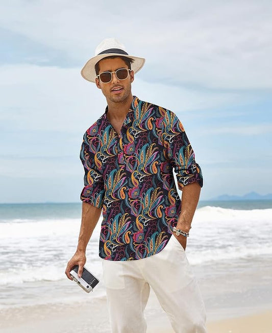 Bellstone Men's Cotton Blend Full Sleeve Printed