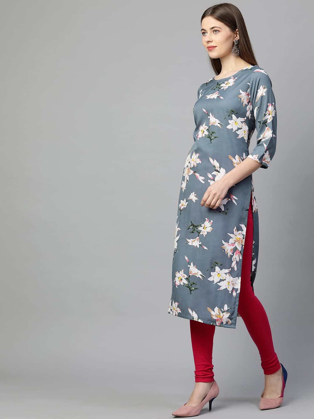 GoSriKi Women's Crepe Printed Straight Kurta