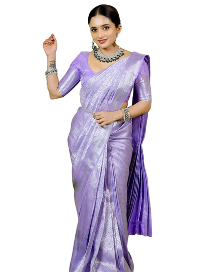 Silk Blend Banarasi Saree with Unstitched Blouse Piece