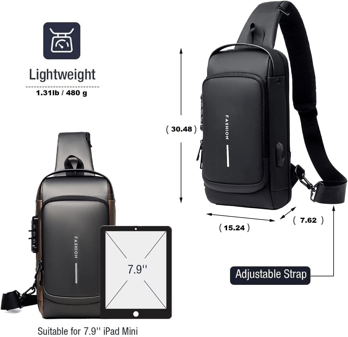 QUEBERS VARNI Fashion Waterproof Chest Daypack - alphahostel.in