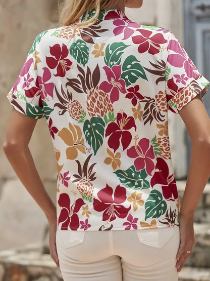 Gufrina Women's Floral Print V-Neck Casual Top