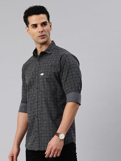 Majestic Man Cotton Checkered Slim Fit Casual Shirt
