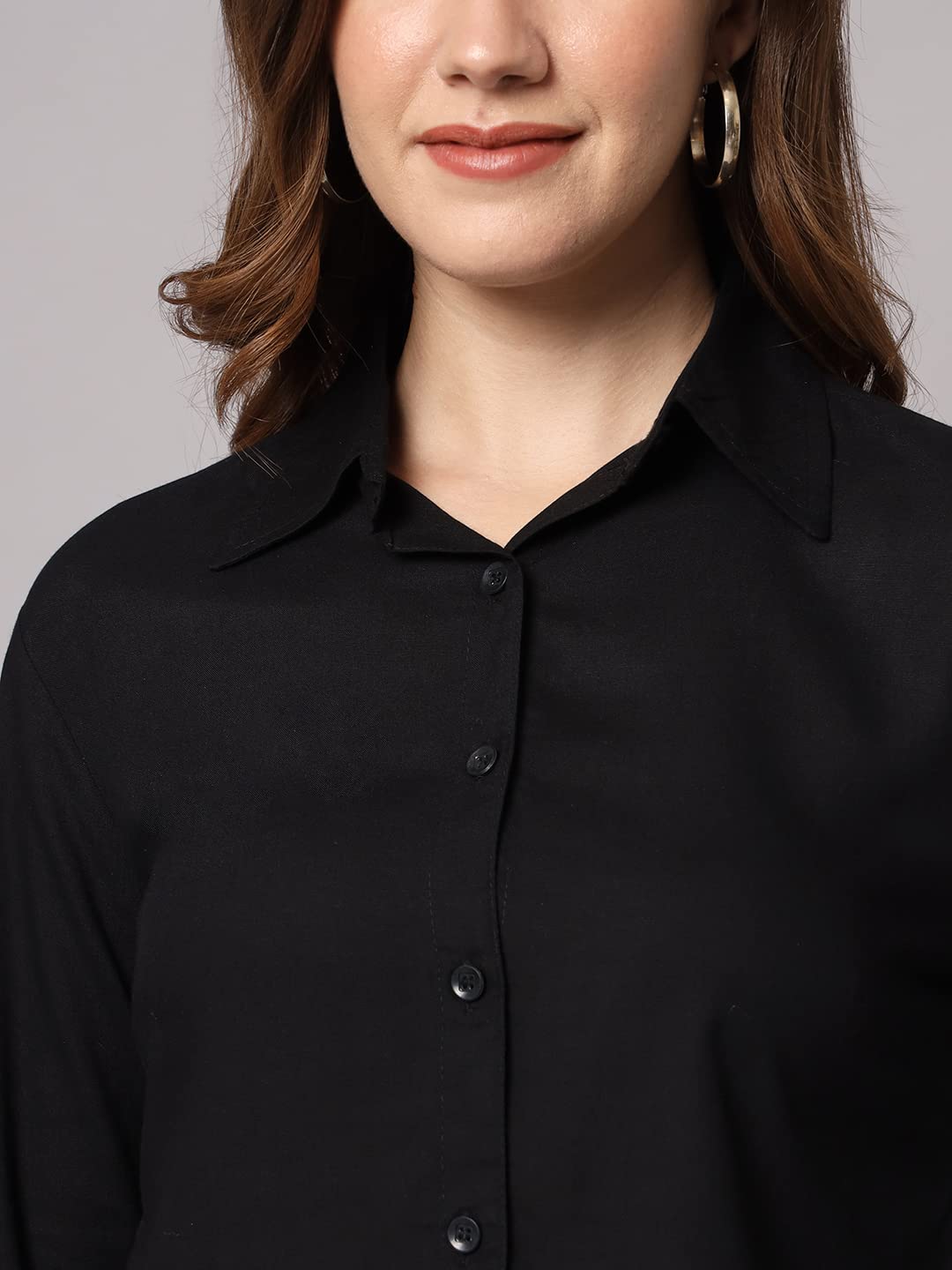 FUNDAY FASHION Women's Rayon Blend Regular Fit Solid Casual/Formal Button Shirt