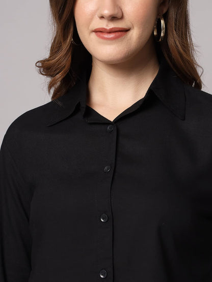 FUNDAY FASHION Women's Rayon Blend Regular Fit Solid Casual/Formal Button Shirt