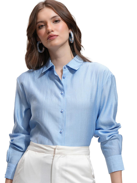 Tokyo Talkies Women's Solid Relaxed Fit Shirt