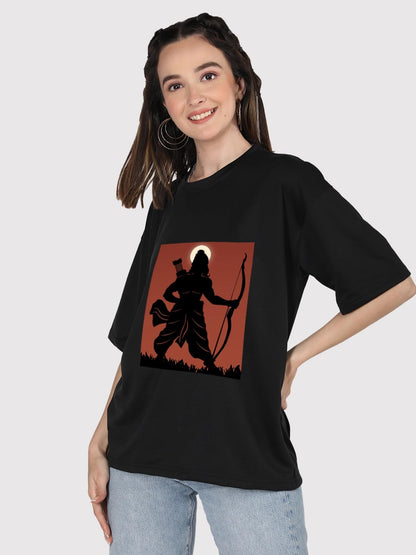 CHKOKKO Women's Polyester Oversized Fit Oversized Round Neck Drop Shoulder Printed T-Shirt
