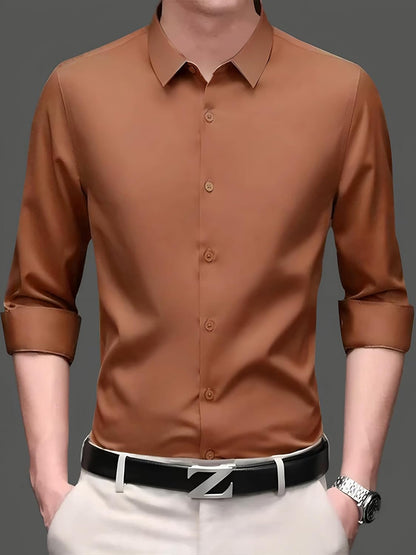 IndoPrimo Men's Stylish Solid Satin Casual Shirt