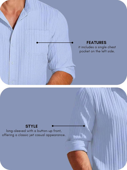 Leriya Fashion Casual Textured Button Down Regular Fit