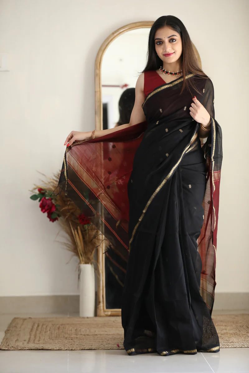 Women’s Printed Banarasi Cotton Silk Saree