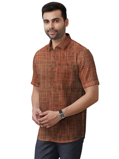 Men's Cotton Khadi Shirt, Half Sleeve, Front Pocket