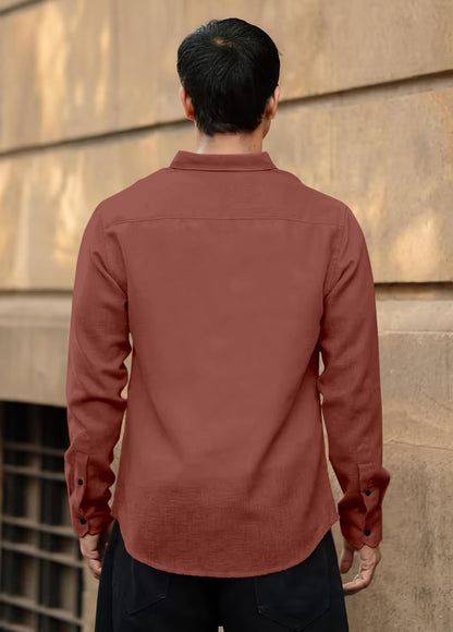 RAIZAX Men Linen Cotton Full Sleeve Shirt for Man
