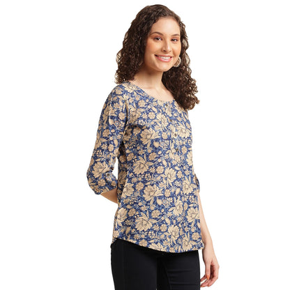 NAINVISH Tops for Women Printed Regular Fit Shirt Top for Women|Tops for Women Stylish Latest|Office Wear Tops for Women|Cotton Blend Tops for Women