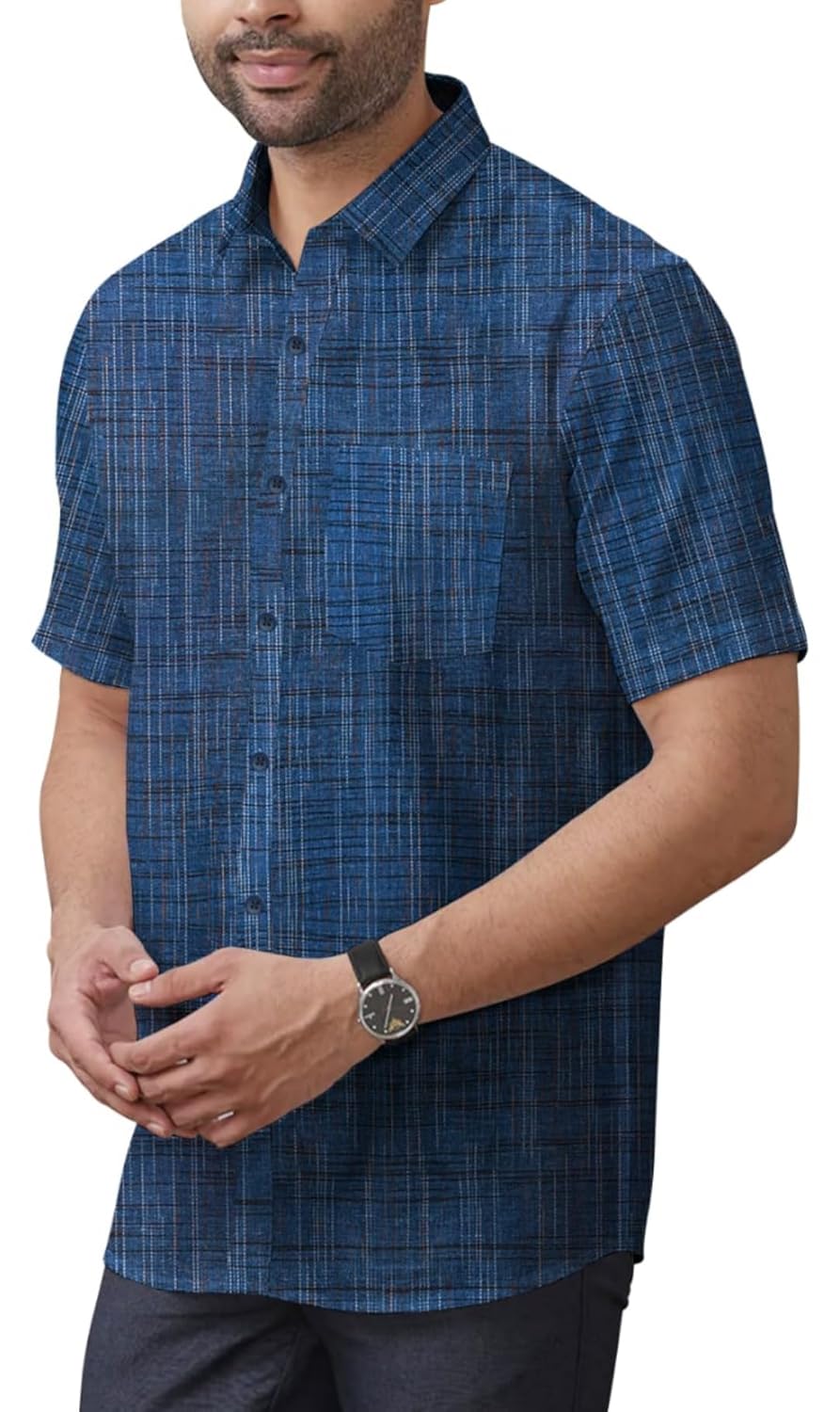 Men's Cotton Khadi Shirt, Half Sleeve, Front Pocket