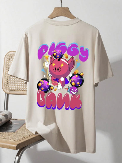 CHKOKKO Women's Polyester Oversized Fit Oversized Round Neck Drop Shoulder Printed T-Shirt