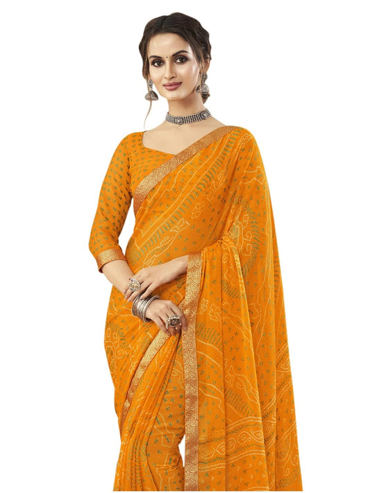 SIRIL Women's Bandhani Printed Saree with Blouse