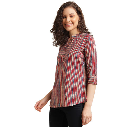 NAINVISH Tops for Women Printed Regular Fit Shirt Top for Women|Tops for Women Stylish Latest|Office Wear Tops for Women|Cotton Blend Tops for Women