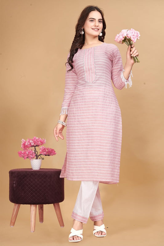 Women's Cotton Blend Kurta with Pant