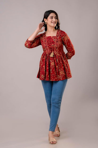 FASHION YANTRA Womens Printed Embroidery Top
