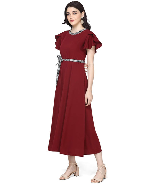 OOMPH! Women's Crepe A-Line Maxi Dress