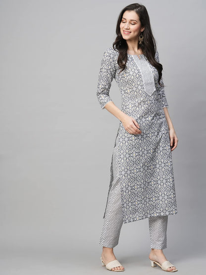 ANNI DESIGNER Women's Cotton Blend Kurta With Pant