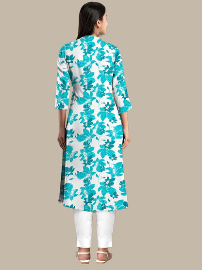Women's Cotton Floral Print Kurti Pant Set with Dupatta