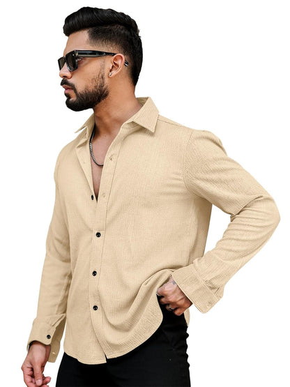 Men's Regular Fit Poly Popcorn Casual Shirt