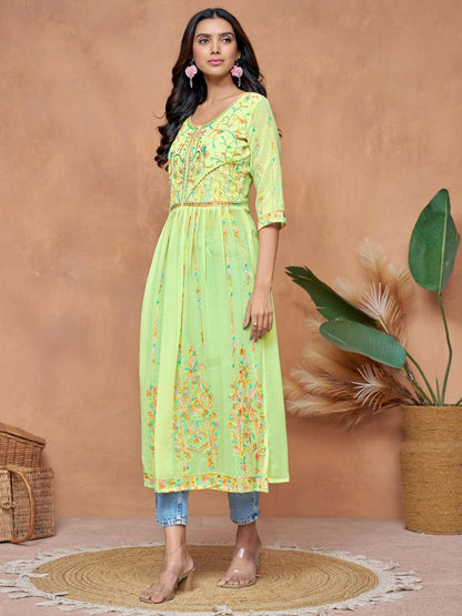 EthnicJunction Women's Georgette Embroidered