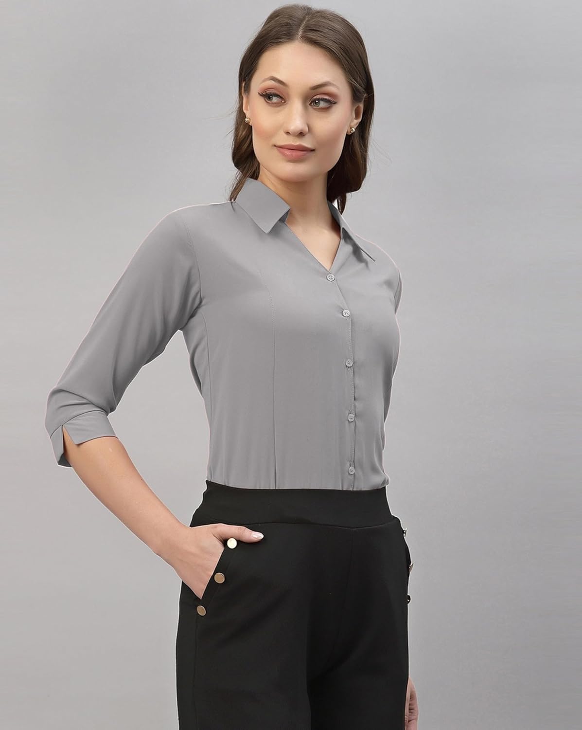 ETHIC GLANCE Women's Poly Viscose Button-Down