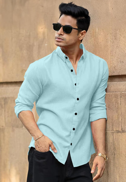 RAIZAX Men Linen Cotton Full Sleeve Shirt for Man