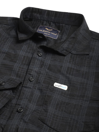 Majestic Man Cotton Checkered Slim Fit Casual Shirt