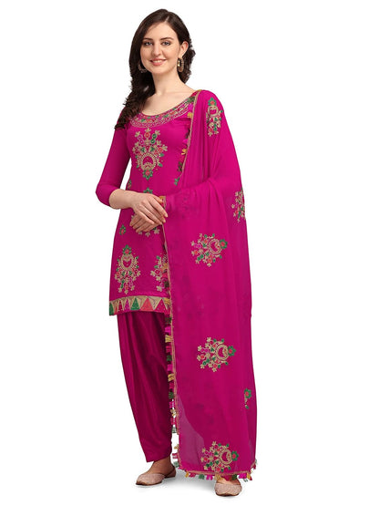 EthnicJunction Women's Chanderi Cotton Embroidered